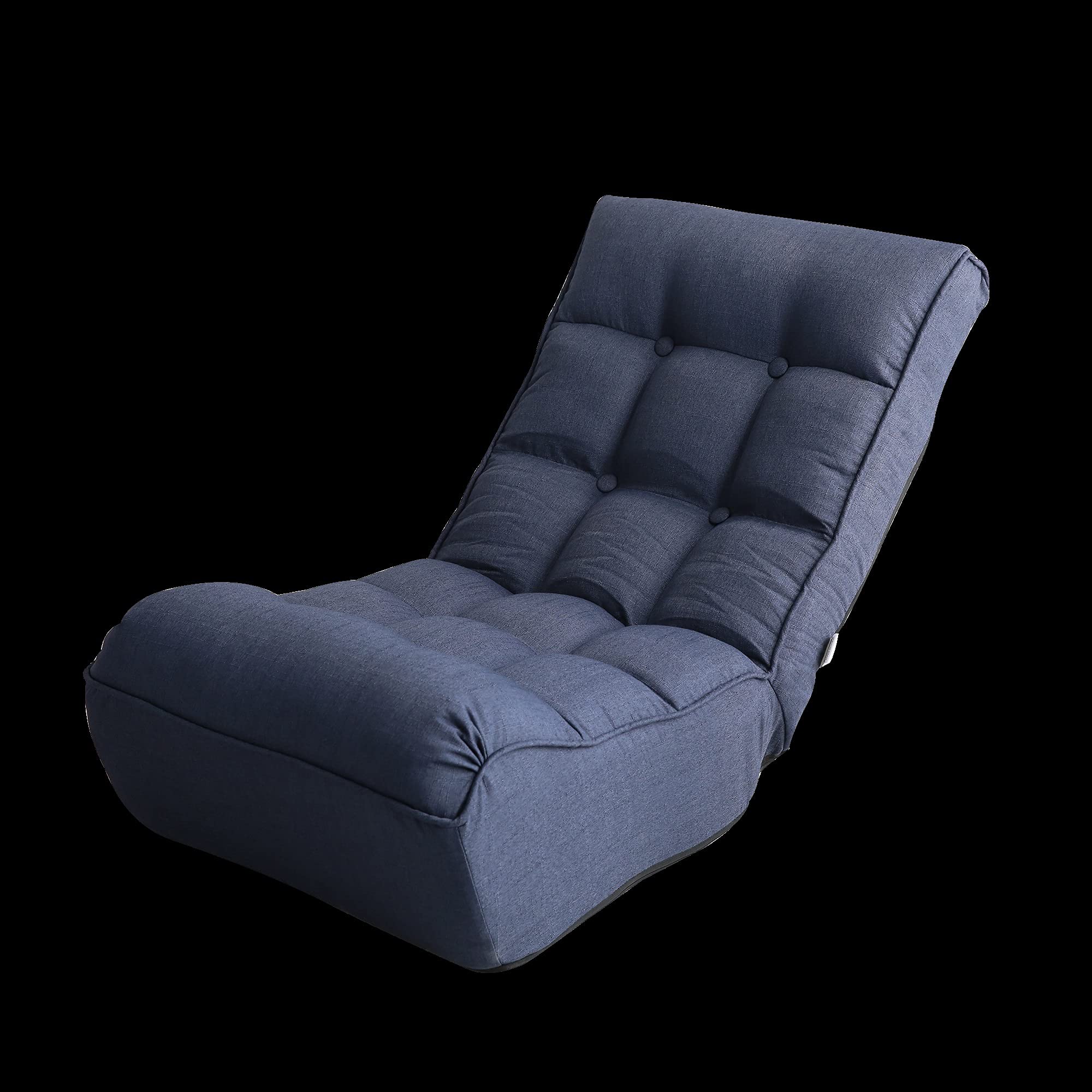 LSHIRT Adjustable Reclining Chair - Soft Single Sofa for Living Room, Balcony & Tatami - Japanese Style Lazy Leisure Chair - Easy to Assemble (Blue) - Perfect for Relaxing, Reading & Napping