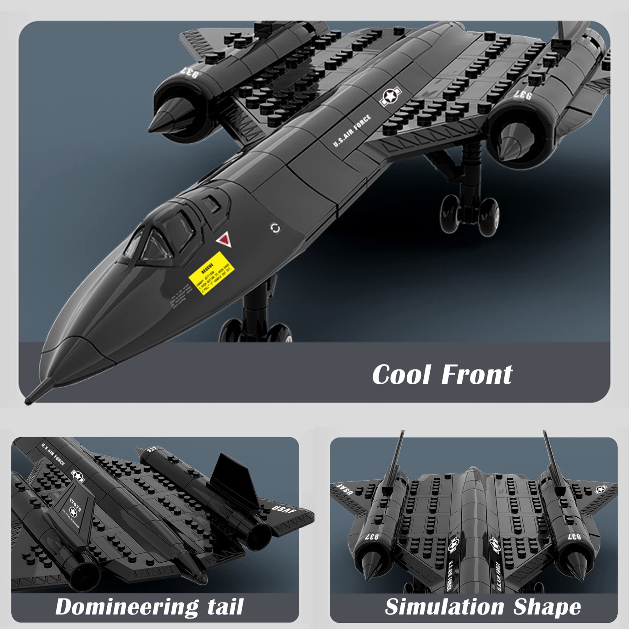 US Air Force SR-71 Blackbird Reconnaissance Aircraft Building Blocks Set - 183pcs STEM Army Toy for Boys, Kids Fighter Jet Model Kit | Perfect Gift for Birthday & Educational Play