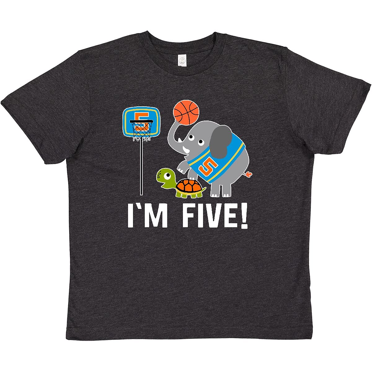 Inktastic Basketball 5th Birthday T-Shirt for 5 Year Old Boys - Fun Youth Basketball Party Outfit for Birthday Celebrations & Sports Events