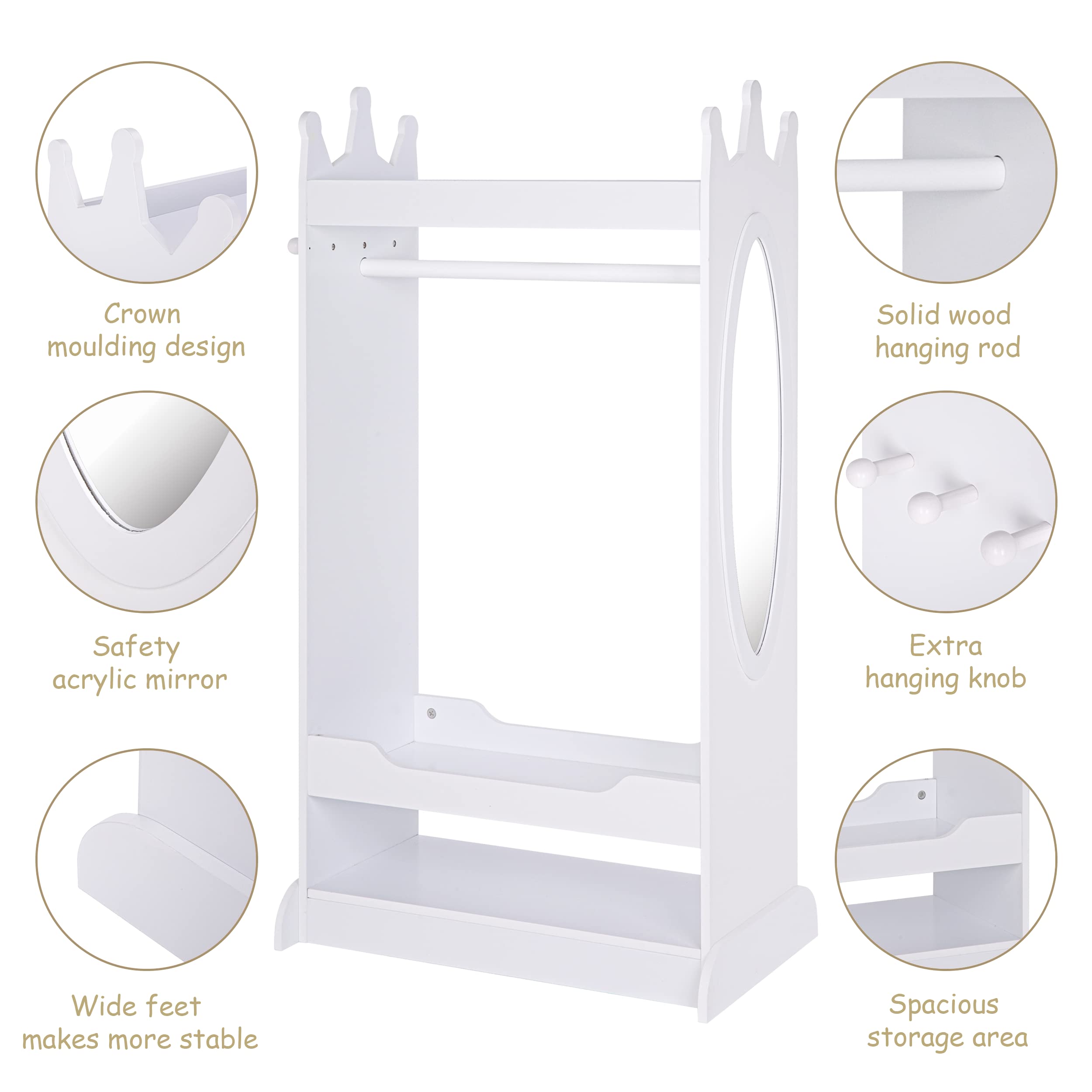 UTEX Kids See and Store Dress-Up Center - White Hanging Armoire Closet for Costumes & Pretend Play | Perfect for Kids Bedroom, Playroom & Dress-Up Storage Organization