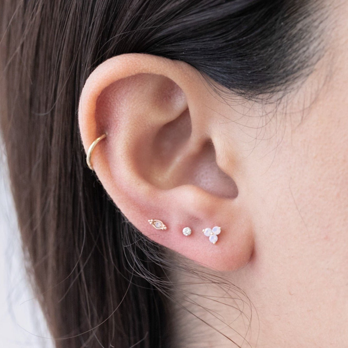 14k Yellow Gold Beaded Marquise Diamond Evil Eye Stud Earrings - Protection Jewelry for Women, Gift for Her, Perfect for Everyday Wear & Special Occasions