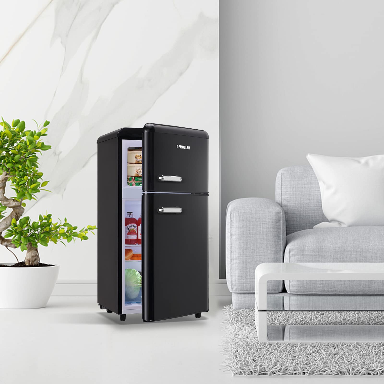 3.5 Cu.Ft Mini Refrigerator with Dual Door & Adjustable Temperature - Top Mount Freezer Compact Fridge for Home, Office, Dorm - Perfect for Small Spaces, Bedrooms & Apartments (Black)