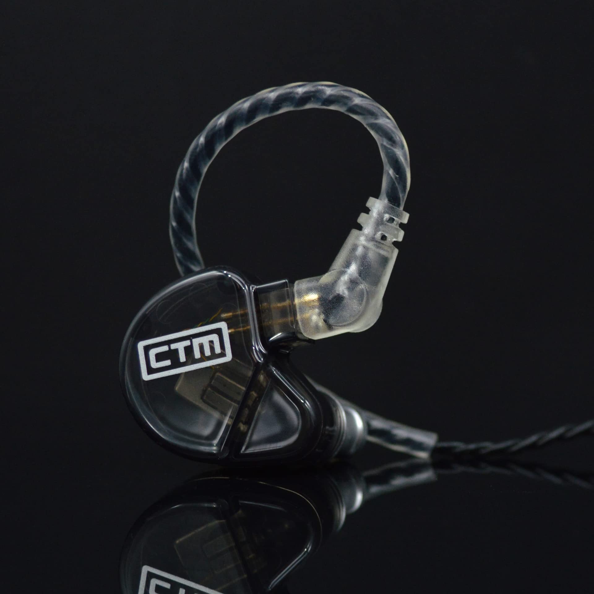 CTM CE320 Triple Driver in-Ear Monitor - Professional Noise Isolating Wired Earbuds with Detachable Cable (Smoke) | Perfect for Musicians, Audiophiles & Studio Recording
