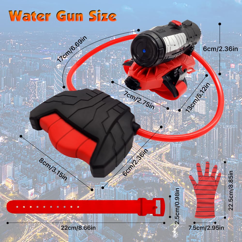 **EconoLED Superhero Water Guns with Gloves - Summer Water Toys for Kids, Outdoor Pool & Beach Water Fighting Games, Perfect for Parties & Backyard Fun**