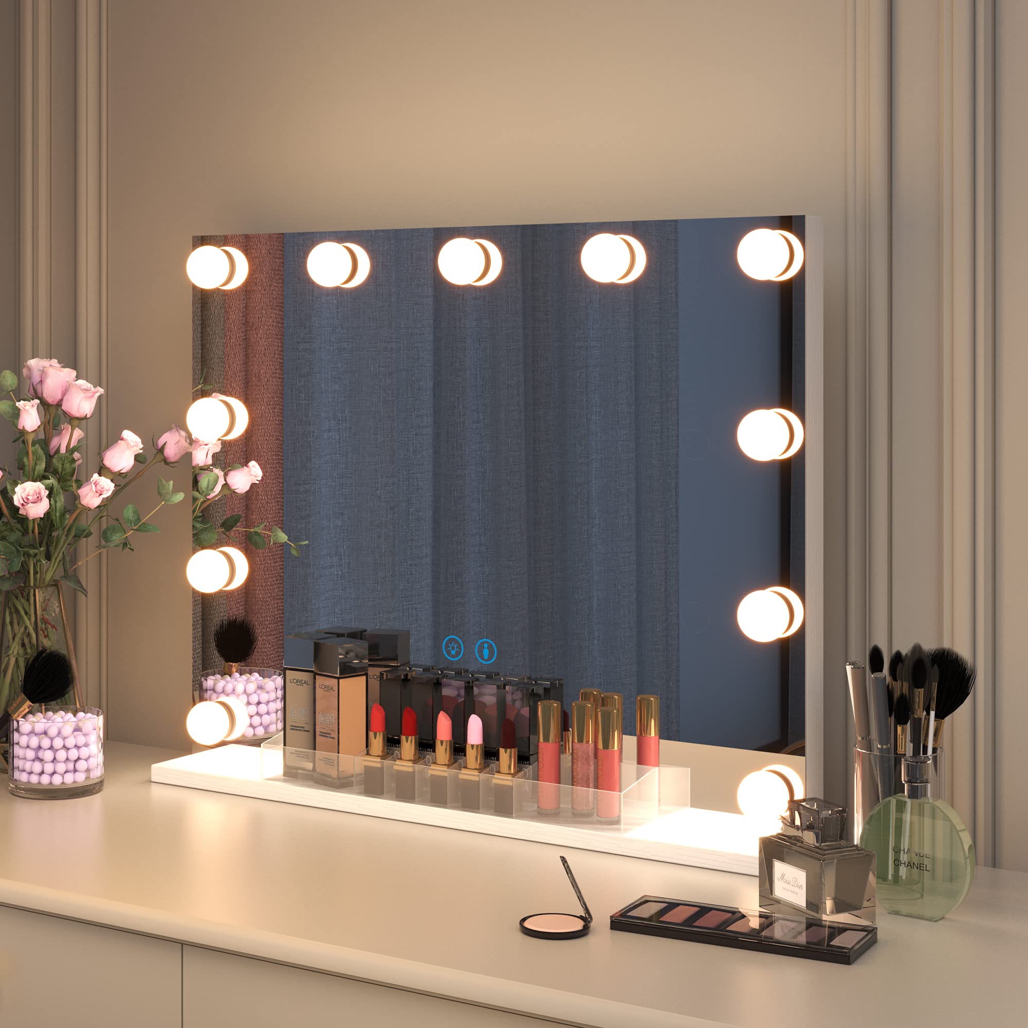 Professional Hollywood Vanity Mirror with LED Lights - 11 Dimmable Bulbs, 3 Color Modes, Touch Control (23