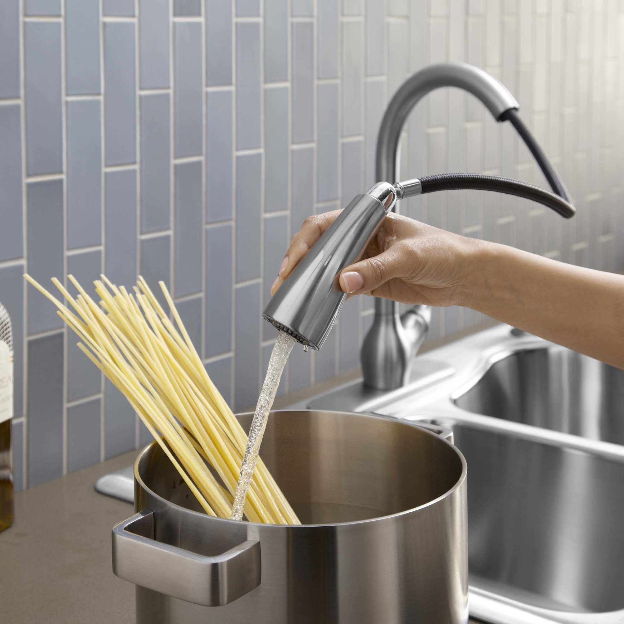 BAROSSA® Pull Down Kitchen Faucet - High Arc Modern Stainless Steel Sink Faucet with Sprayer for Washing Dishes & Food Prep | Perfect for Home, Restaurant & RV Use