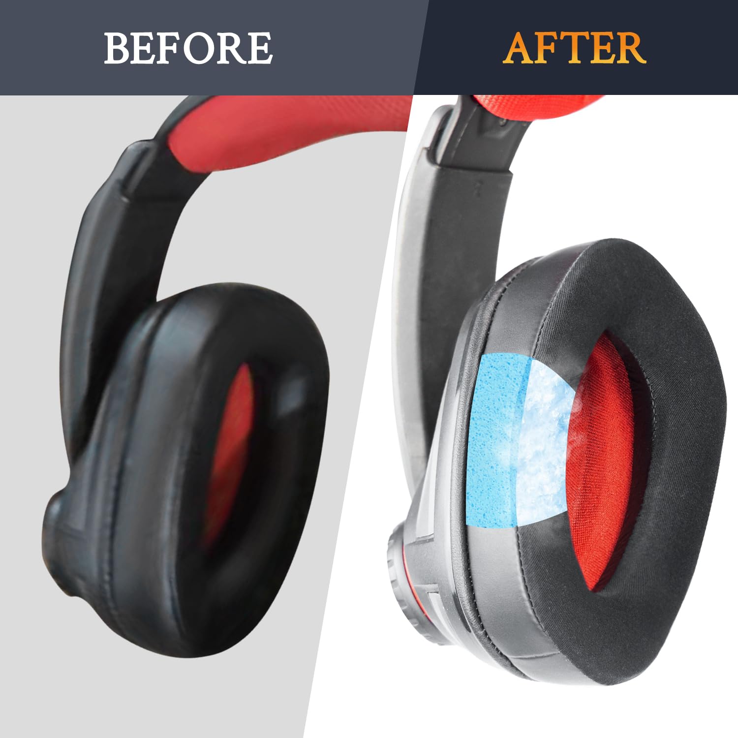 SOULWIT Replacement Ear Pads for Sennheiser GSP 370/350/303/302/301/300 Headphones - Noise Isolating Memory Foam Cushions (Black) - Perfect for Gaming, Music & Office Use
