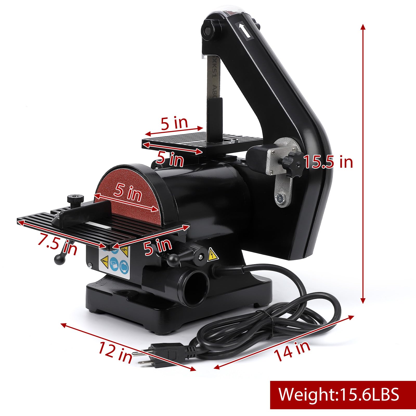 1 x 30 Inch Belt Sander with 5 Inch Disc Sander - 2.1A Powerful Bench Sander for Woodworking, Metal & DIY Projects - Includes 8 x 80 Grit & 4 x 100 Grit Sandpaper - Perfect for Sanding, Polishing & Shaping Wood, Metal & Plastic Surfaces