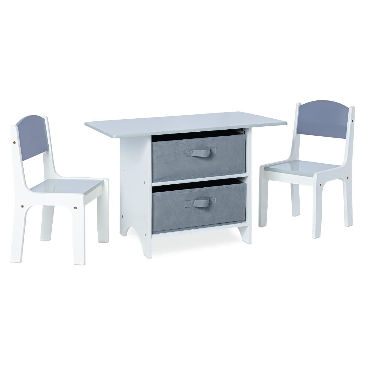 Milliard Kids Art Play Table and Chair Set - Wooden Activity Table with Storage Baskets, Modern Gray Playroom Furniture for Toddlers - Perfect for Drawing, Crafts & Learning Activities