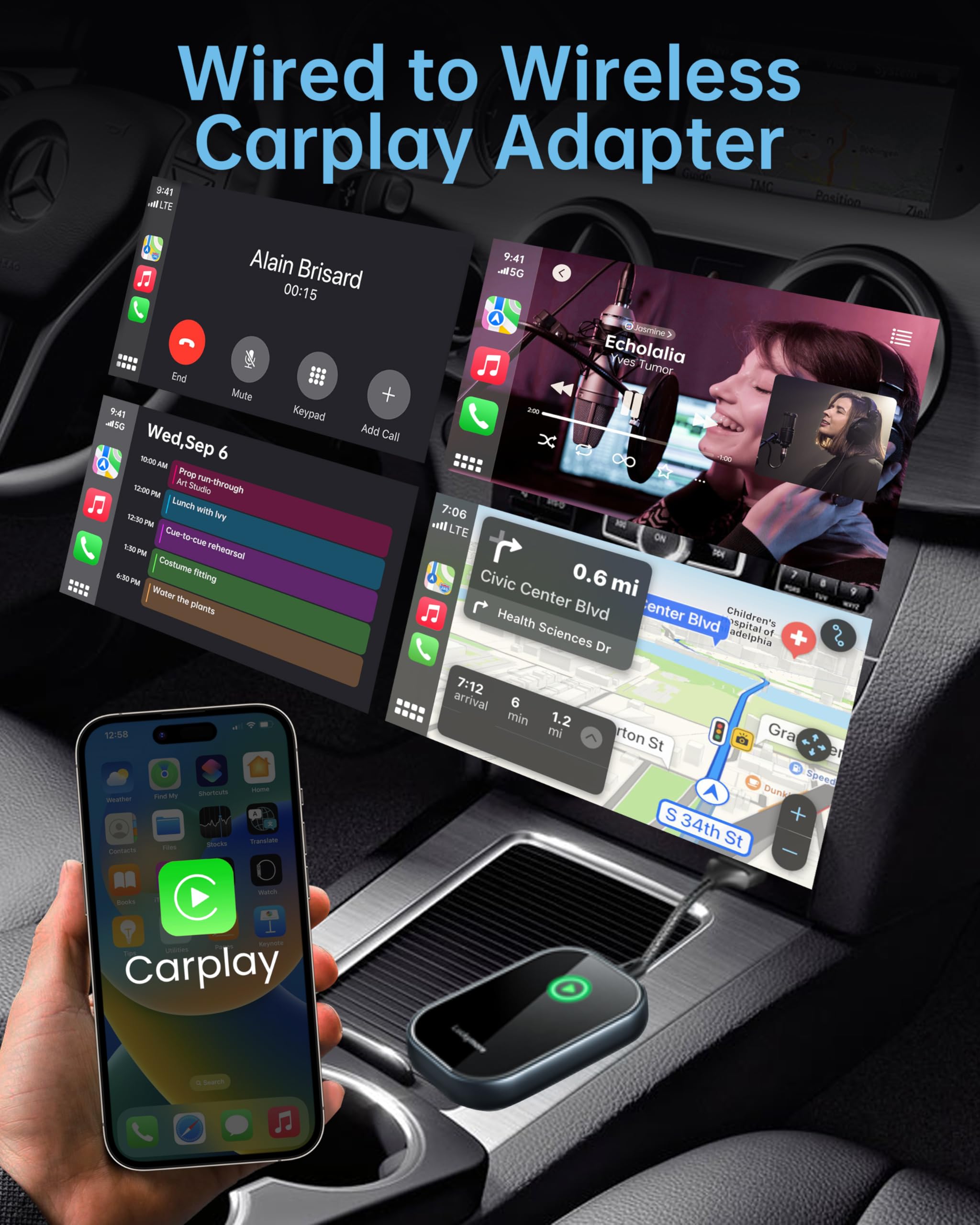 Luckymore Wireless CarPlay Adapter - Convert Wired to Wireless CarPlay Dongle for iPhone iOS 10+ | Plug & Play | Compatible with Cars 2017+ | Perfect for Hands-Free Driving & Music Streaming