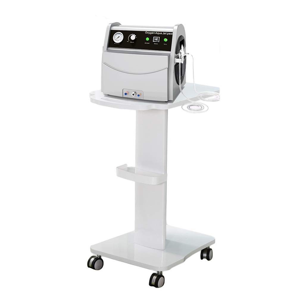 Wooden Salon Shelf Trolley with Armrest - Rolling Wheel Cart for Small Bubbles Beauty & Skin Rejuvenation Equipment - 100Kg Capacity White Beauty Station - Perfect for Spa, Salon & Home Skincare Treatments