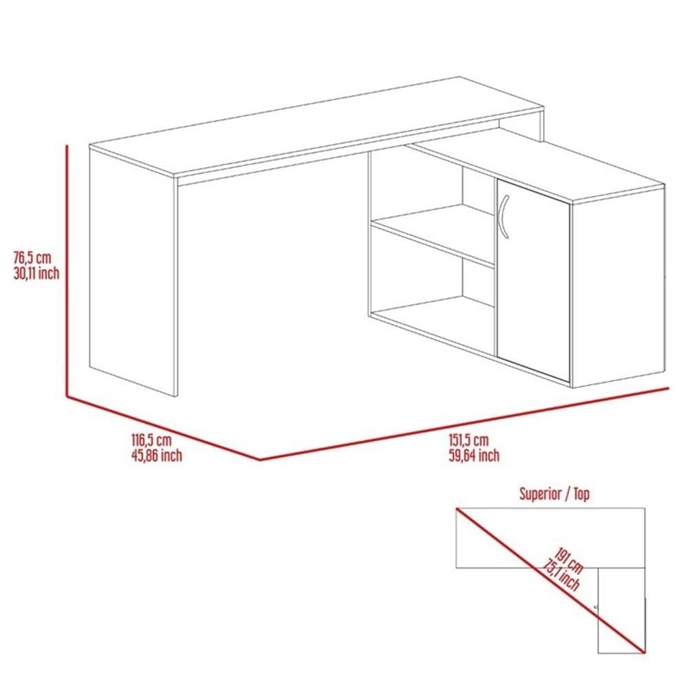 TUHOME Beige L-Shaped Desk - Engineered Wood for Home Office