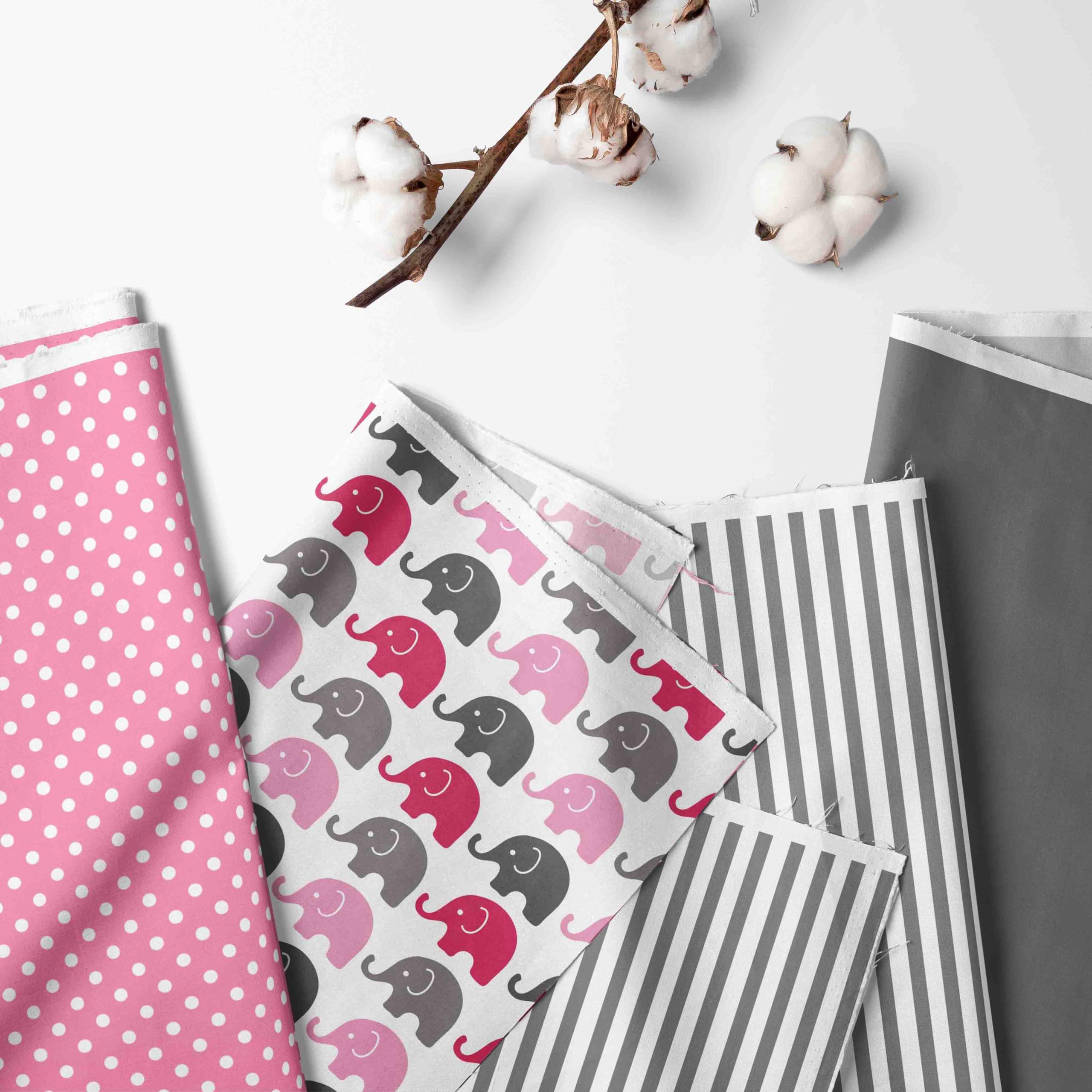 Bacati 4-Piece Girls Toddler Bedding Set - 100% Cotton Pink & Grey Elephant Print, Includes Reversible Comforter, Fitted Sheet, Top Sheet & Pillowcase | Soft & Comfortable Nursery Bedding for Baby Girls & Toddlers | Perfect for Cribs, Daycare & Cozy Bedtime