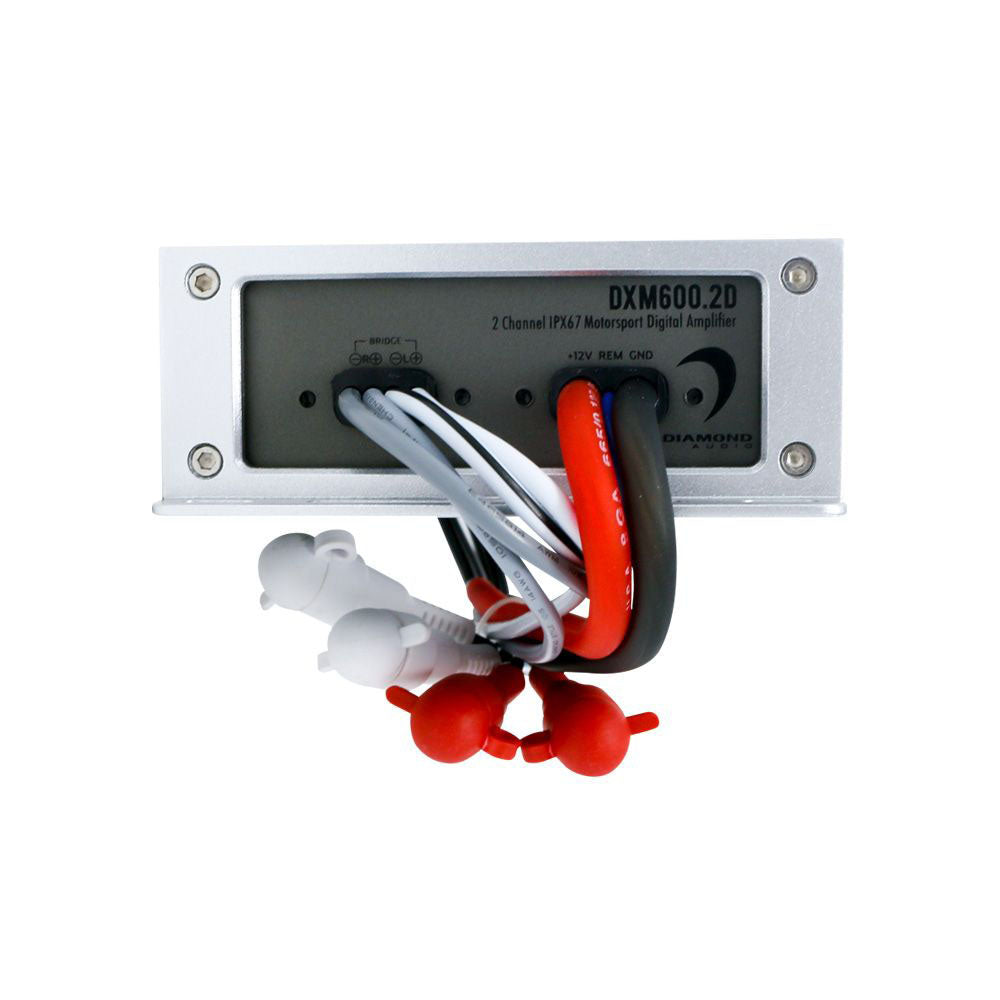 Refurbished Diamond Audio DXM600.2D MOTORSPORT 2-Channel Amplifier - 300W x 2 @2Ohms, Class D, Compact & Waterproof - Perfect for Car Audio Systems, Marine Boats & Outdoor Adventures