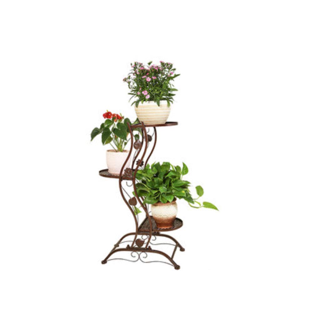 European Style Wrought Iron Flower Stand - Multi-Tier Orchid & Succulent Plant Holder for Balcony, Living Room, Garden - Green Stalk Floor Plant Stand with Pot Rack