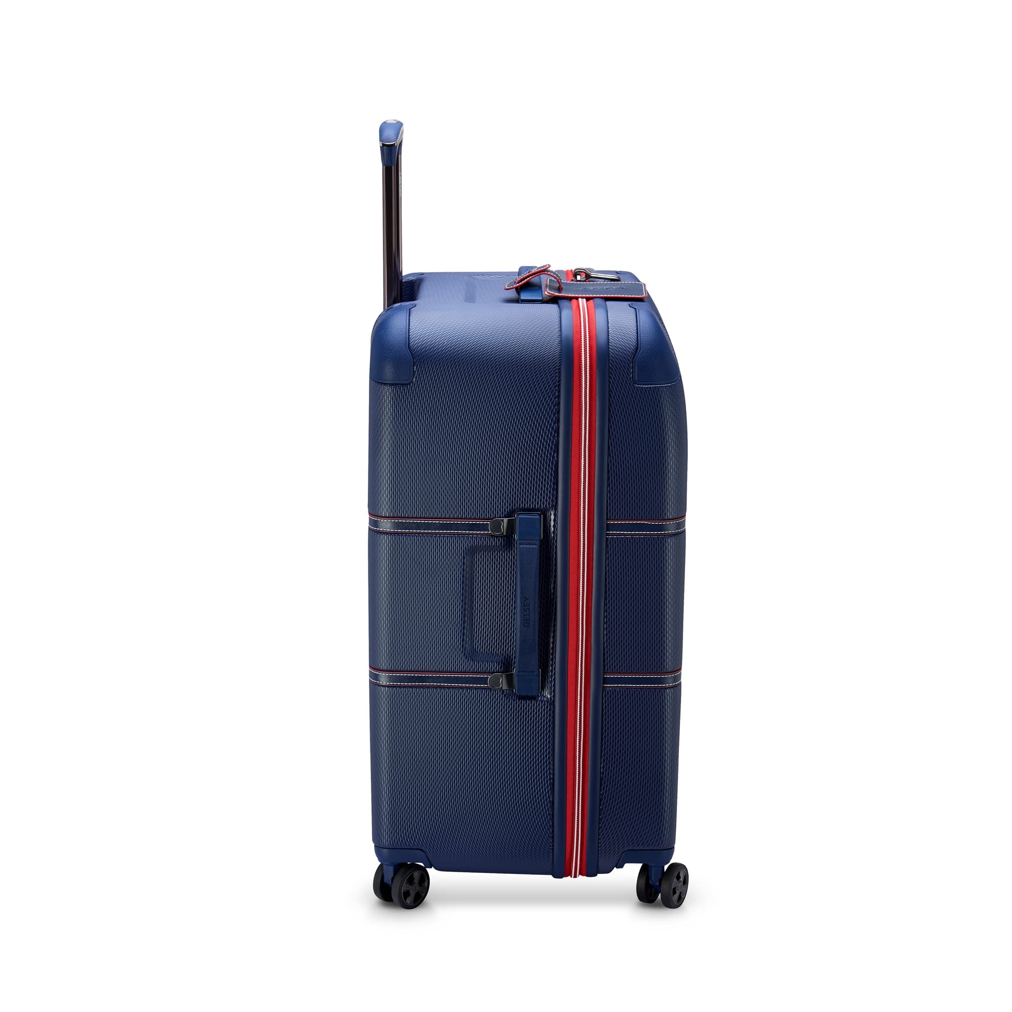 Delsey Paris Chatelet Air 2.0 Hardside Spinner Luggage - 26 Inch Checked Suitcase with 360° Wheels, Navy Blue | Perfect for International Travel & Business Trips