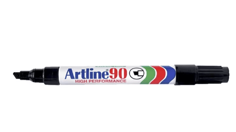 Artline 90 Permanent Marker - 5mm Chisel Tip Black Ink - Ideal for Labeling, Crafting & Office Use