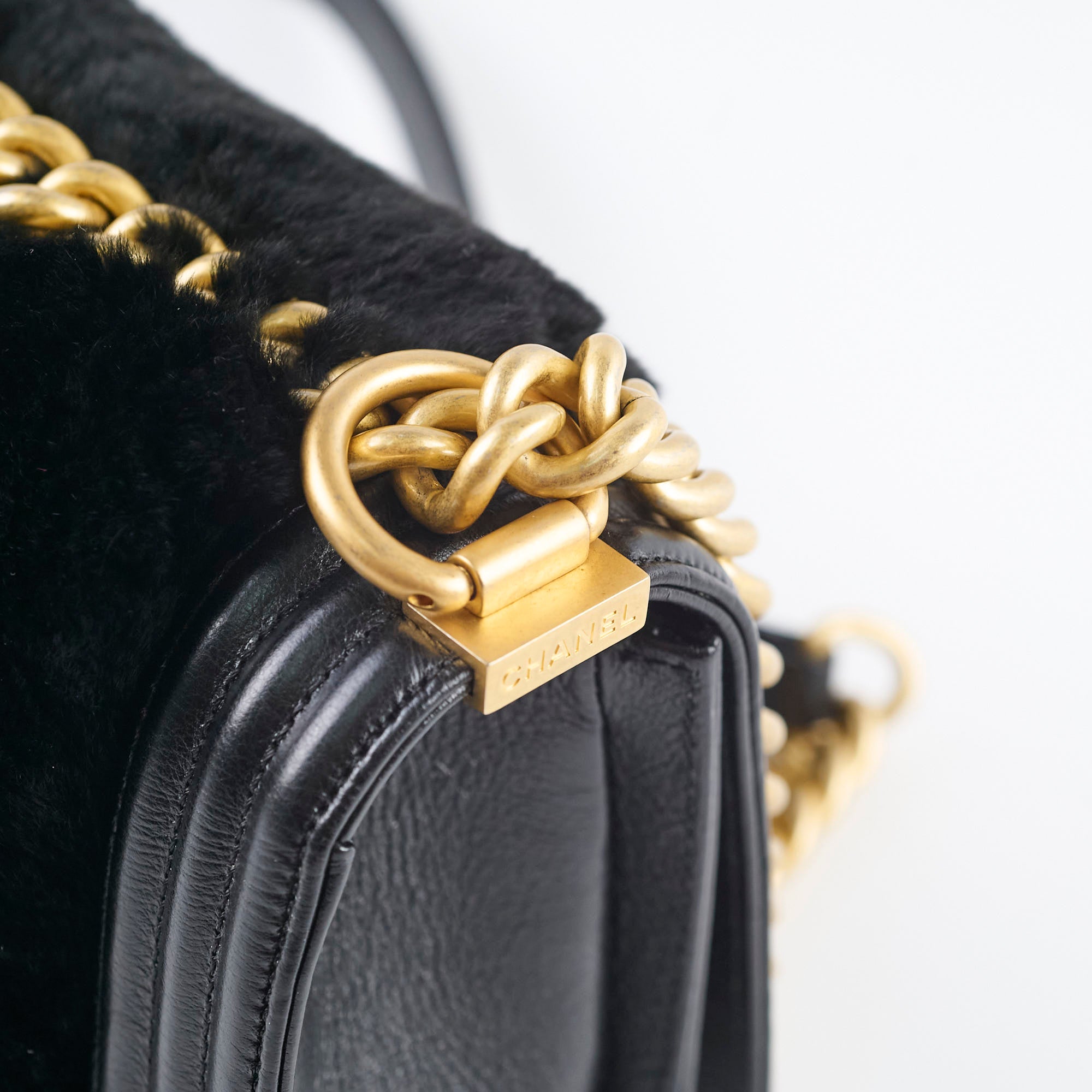 Chanel Boy Black Fur Handbag - Luxury Quilted Leather Crossbody Bag for Women | Perfect for Evening Parties, Date Nights & Special Occasions