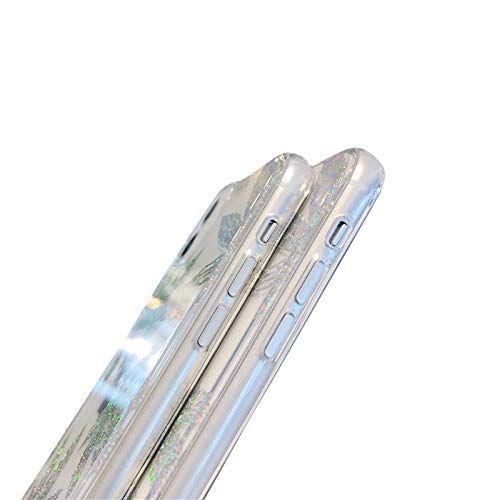Bling Glitter iPhone 12 Pro Max Case 6.7 Inch | Sparkling Clear TPU Protective Cover with Hemp Design | Shiny Silver Transparent Soft Case for iPhone 12 Pro Max (6.7