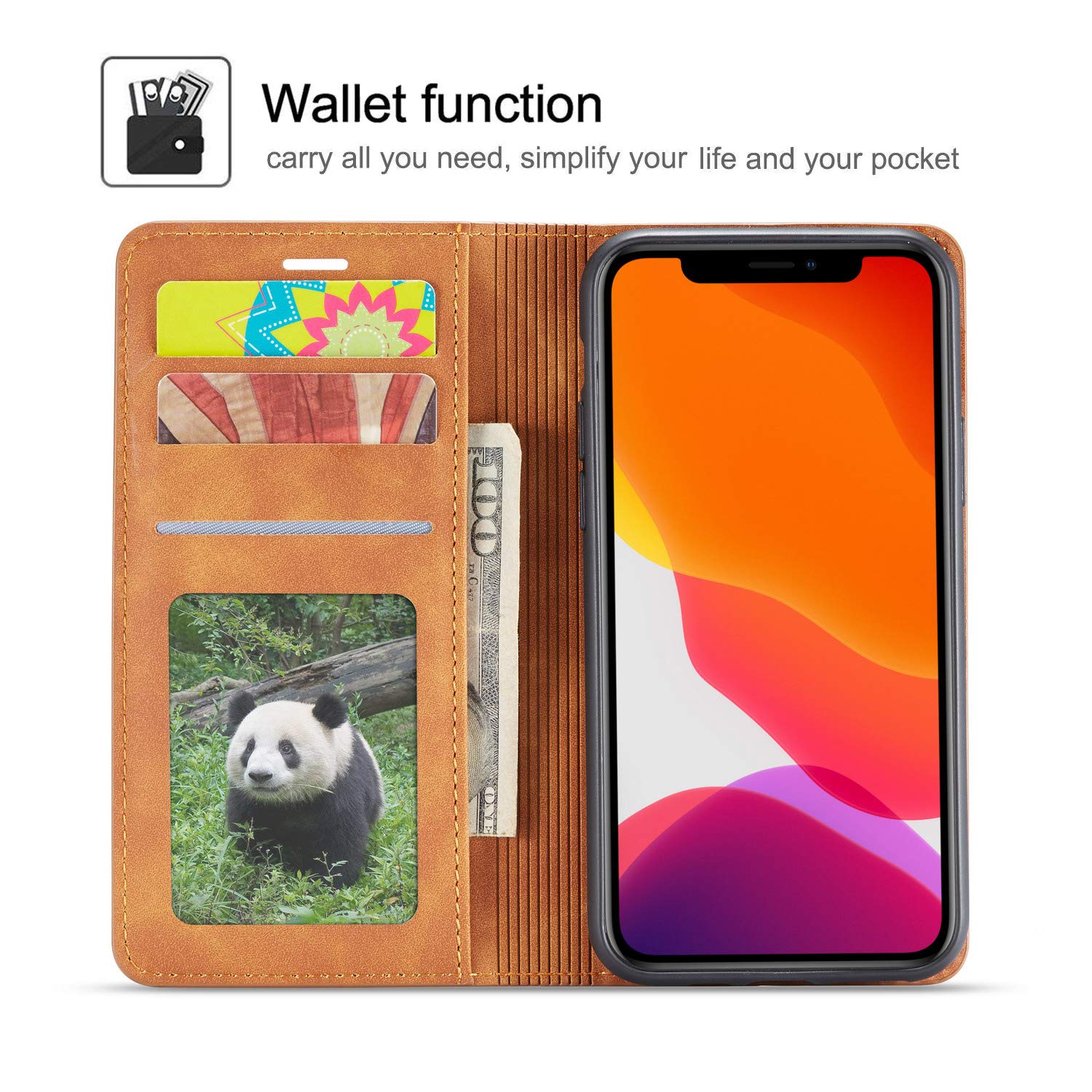 Premium PU Leather Flip Folio Case for iPhone 11 Pro Max - Shockproof Wallet Cover with Kickstand, Card Slot & Hidden Magnetic Closure | 6.5 Inch Protective Case | Perfect for Work, Travel & Everyday Use (Brown)