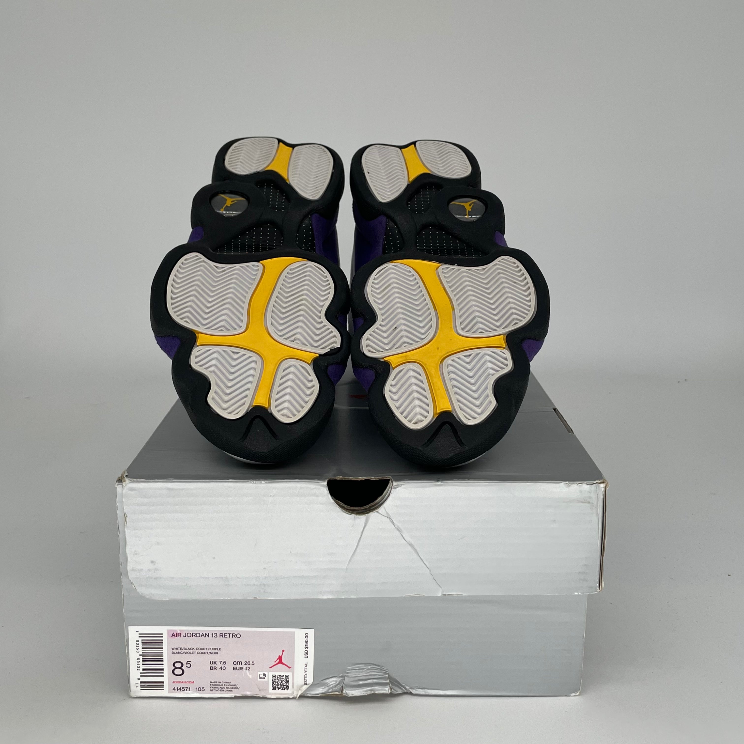 AIR JORDAN 13 Retro Lakers Purple Gold Men's Basketball Shoes Size 8.5/10W - Style 414571-105 | Perfect for NBA Games, Streetwear & Sneaker Collection