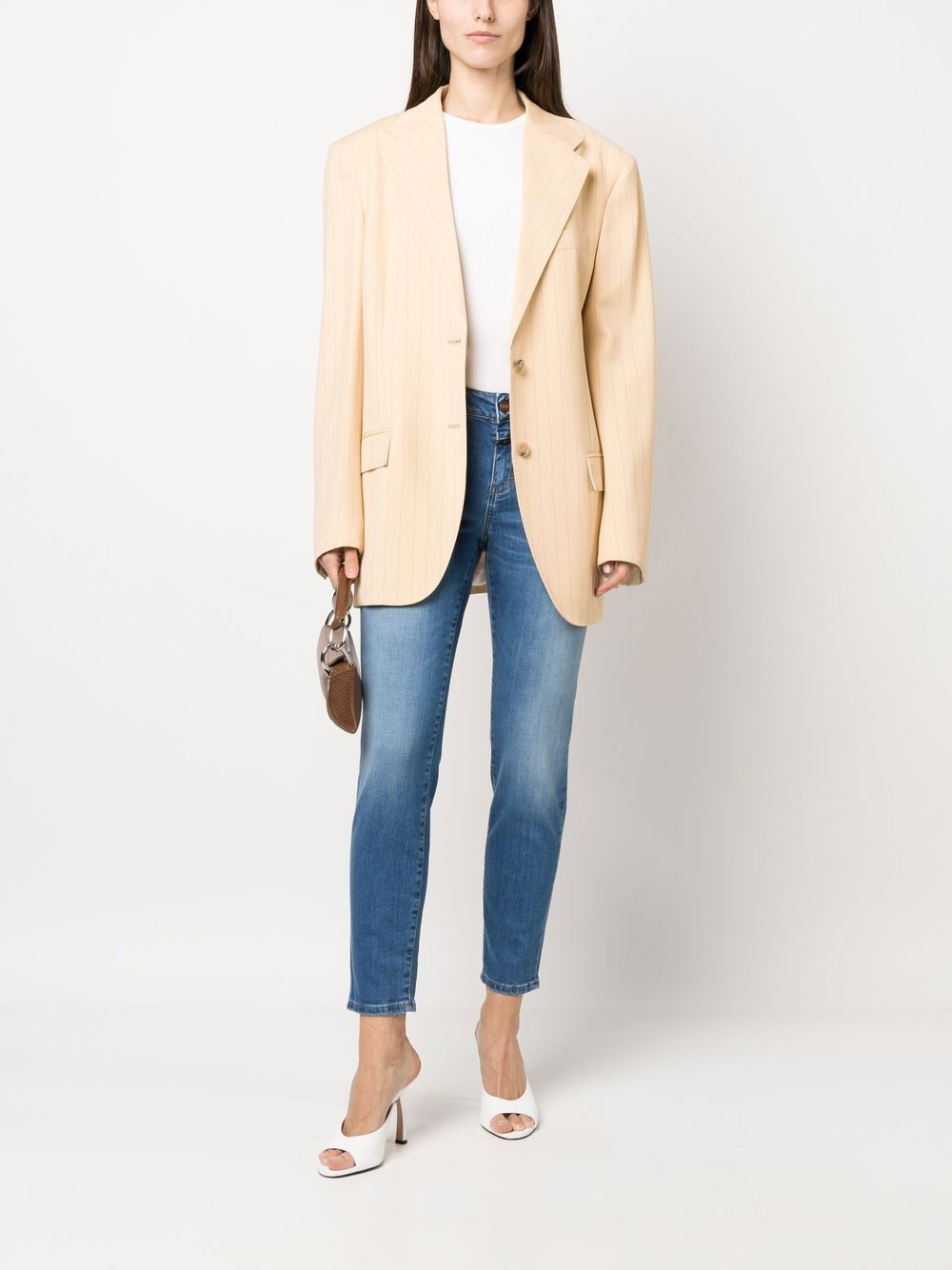 Women's High Waist Closed Jeans - Light Denim Skinny Fit for Casual Wear & Everyday Outfits