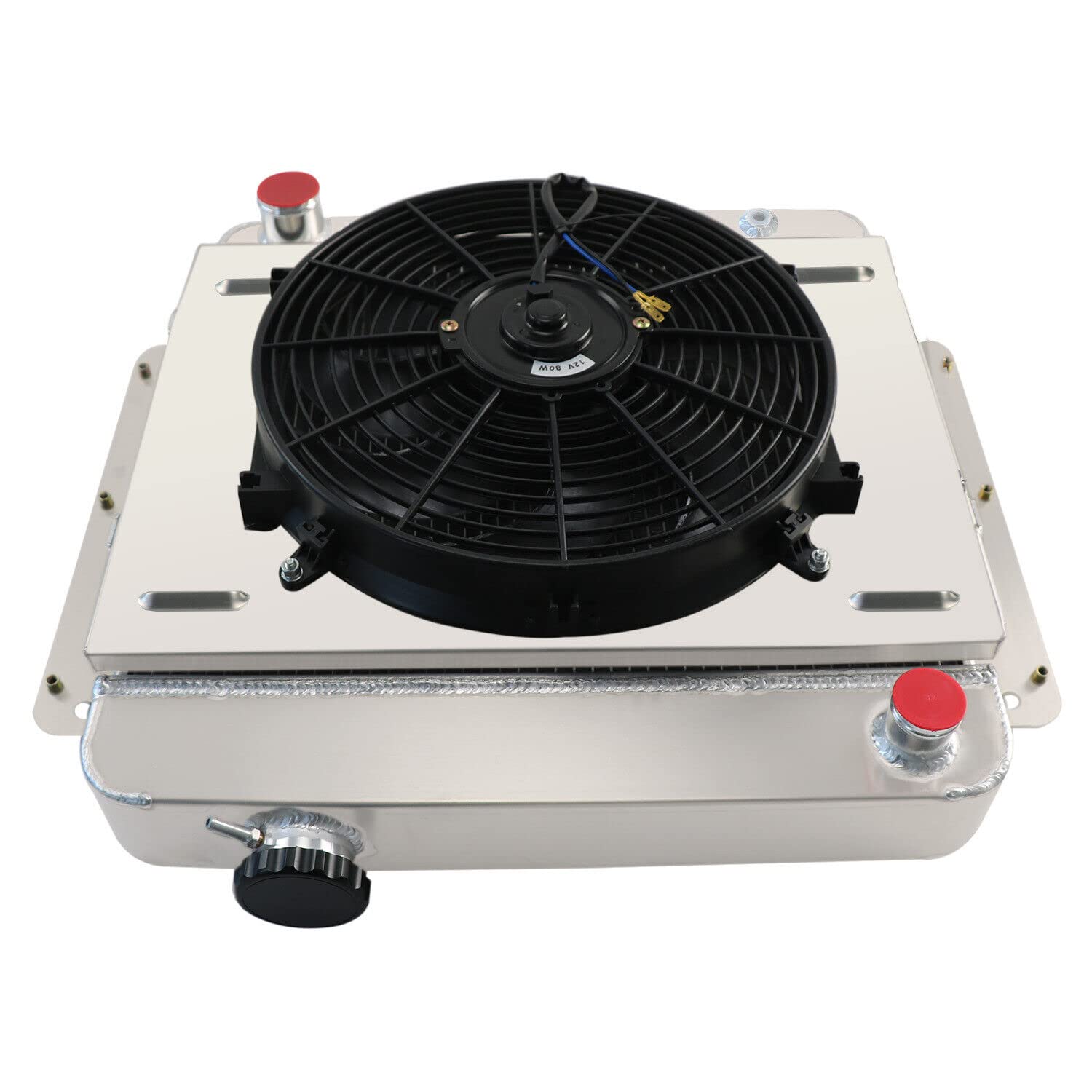 1962-1967 Chevy II Nova Base & SS Aluminum Radiator Kit - 3 Row High Performance Cooling System with Fan Shroud & Relay Kit for L6/V8 Engines - Perfect for Street Racing, Hot Rods & Classic Car Restoration