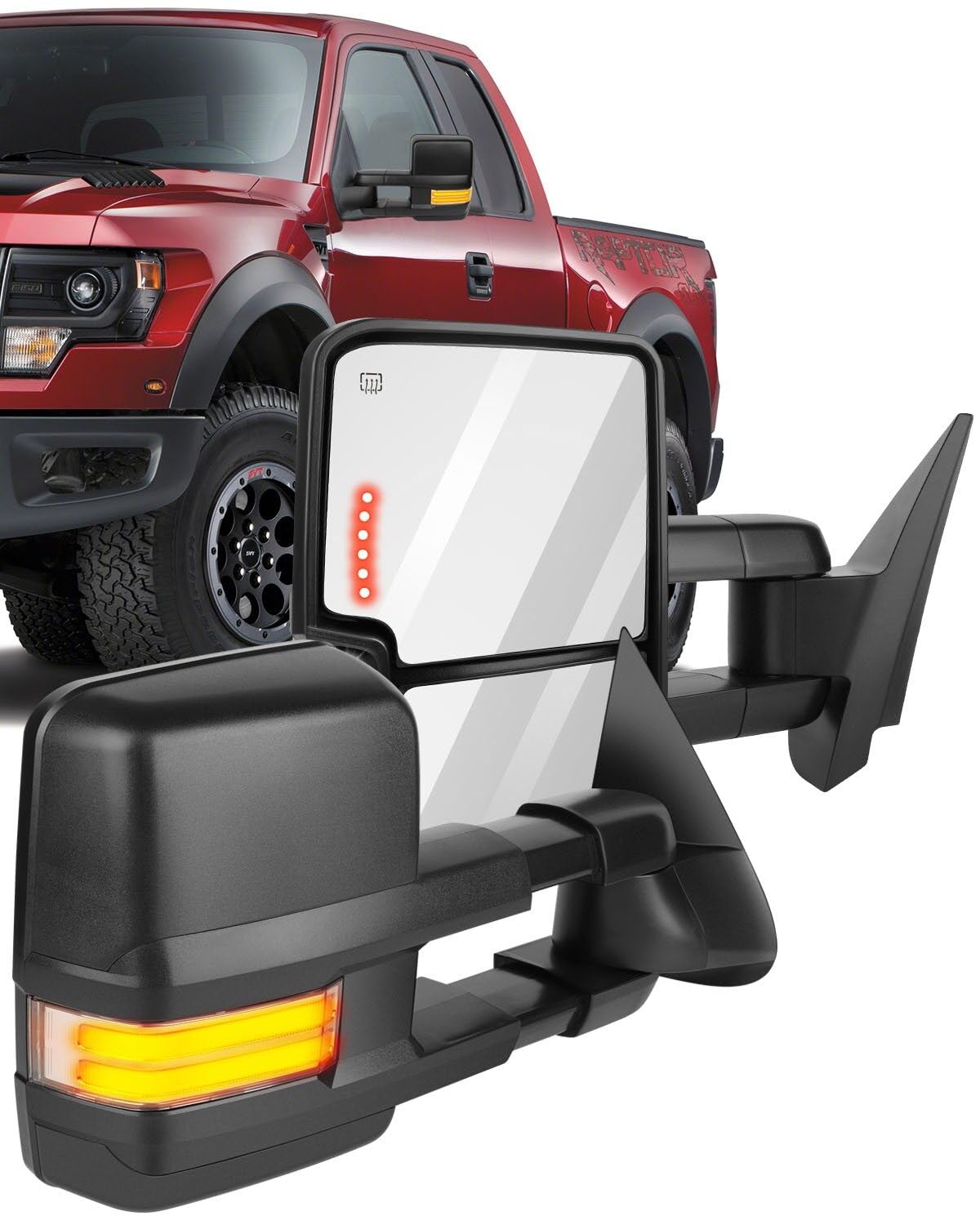 ECCPP Power Heated Towing Mirrors for 1999-2002 Chevy Silverado & GMC Sierra - Pair of Exterior Auto Mirrors with Dynamic Running Lights, Turn Signals & Backup Lights | Perfect for Towing, Off-Roading & Night Driving