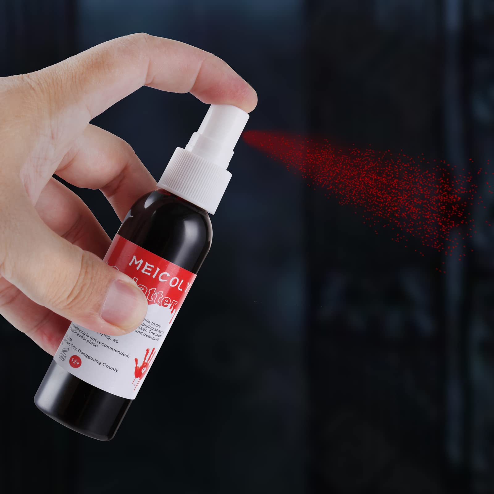 MEICOLY Fake Blood Spray - 2.1oz Halloween SFX Makeup Kit for Zombie, Vampire & Monster Costumes | Realistic Blood Splatter Effects for Clothes & Props | Dark Red Liquid Blood (2-Pack) - Perfect for Halloween Parties, Haunted Houses & Horror Movie Effects