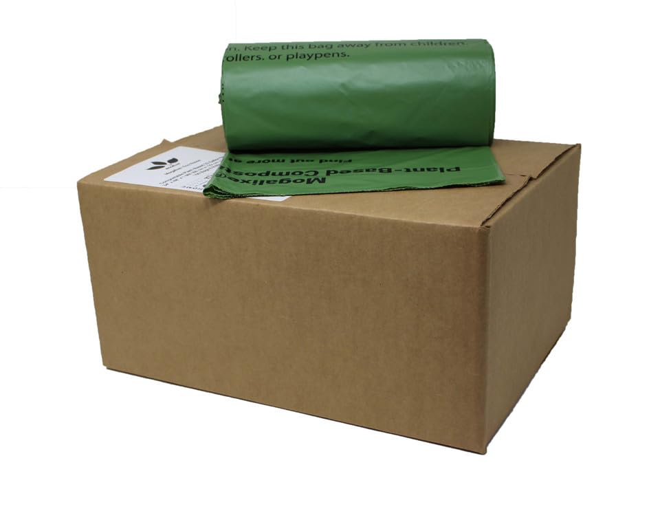 Eco-Friendly 33 Gallon Compostable Trash Bags - 160 Count | ASTM D6400 Certified | Plant-Based & Extra Thick | Biodegradable Yard Waste & Lawn Leaf Bags | US Brand | Perfect for Home Composting, Gardening & Eco-Conscious Waste Disposal