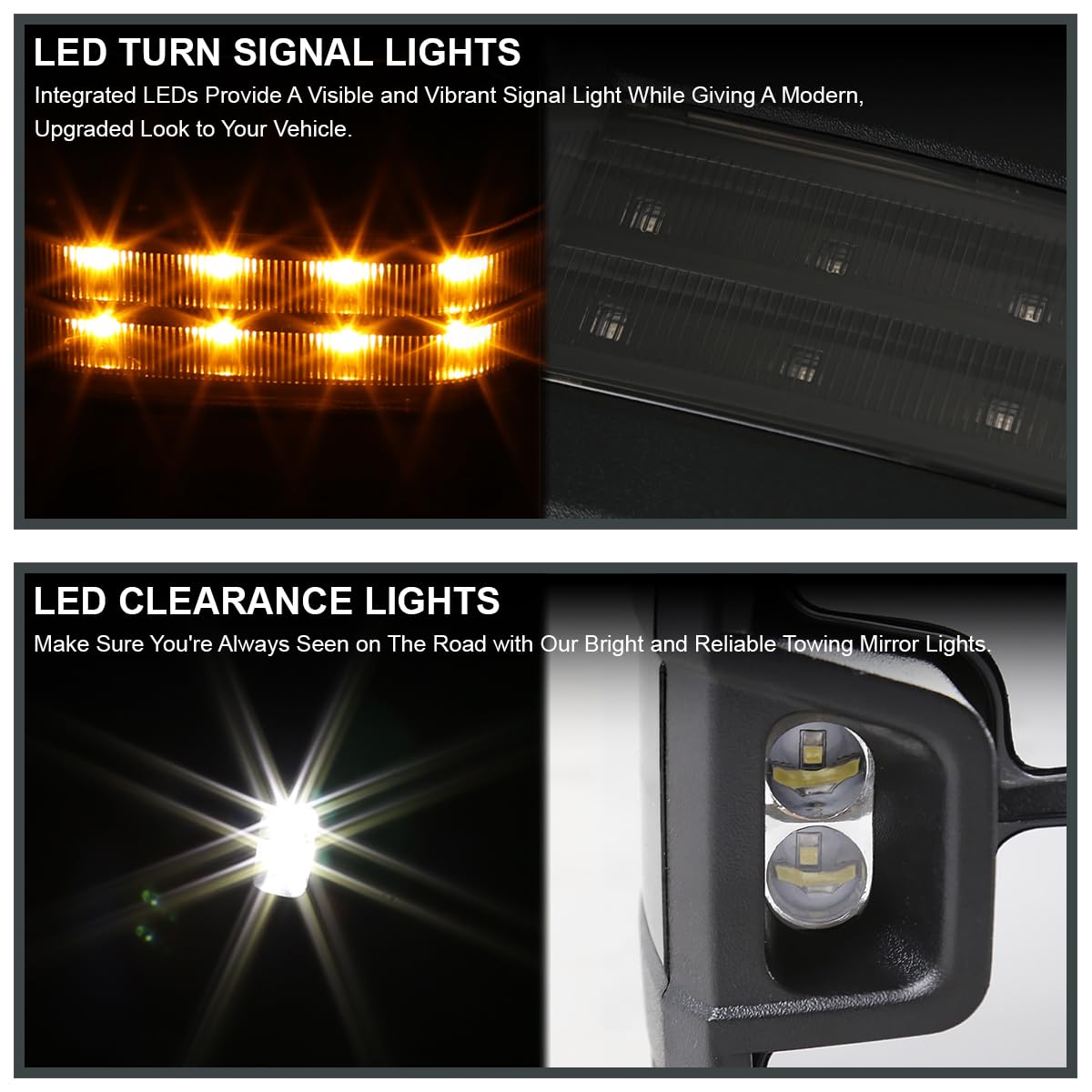 Spec-D Tuning Power Heated Towing Mirrors with LED Turn Signals - Compatible with 2007-2013 Chevy Silverado & GMC Sierra 1500/2500HD/3500HD (Left & Right Pair) - Perfect for Towing, Off-Roading & Enhanced Night Visibility