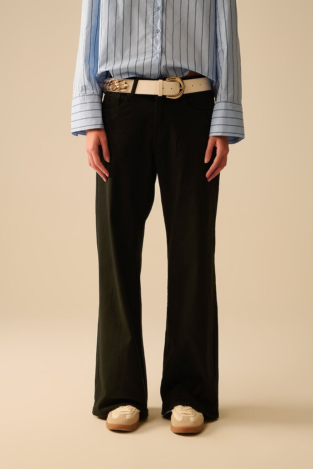 Black Wide Leg Trousers for Women - High Waist Straight Pants for Office, Casual & Evening Wear
