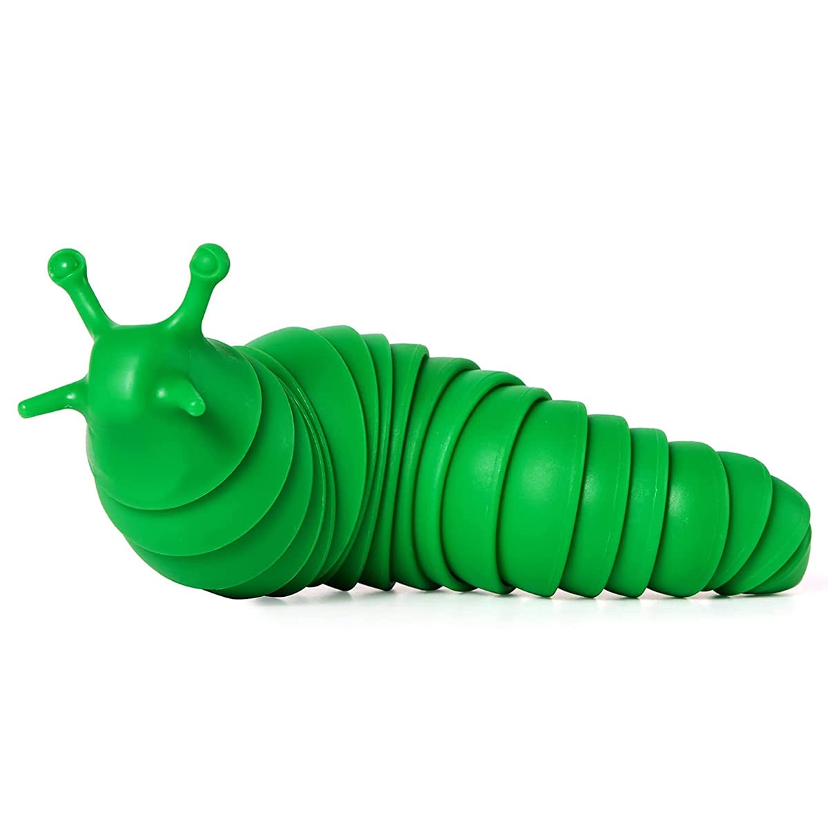 3D Printed Articulated Fidget Finger Slug Toy - Stress Relief & Anxiety Sensory Toys for Kids & Adults with Autism - Fun Desk Fidget for Office, School & Home Use (Green)