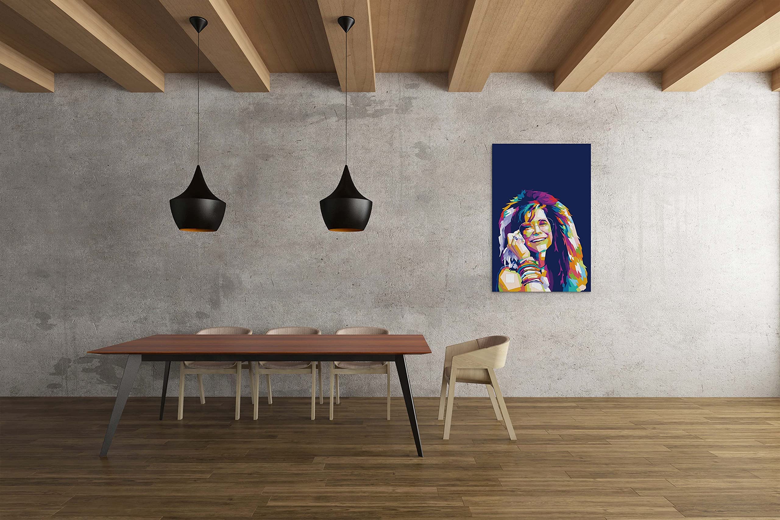 Janis Joplin Framed Pop Art Canvas - 24x24 Inch Ready to Hang Wall Decor, Stretcher Bars Only - Perfect for Living Room, Bedroom & Music Studio Decor