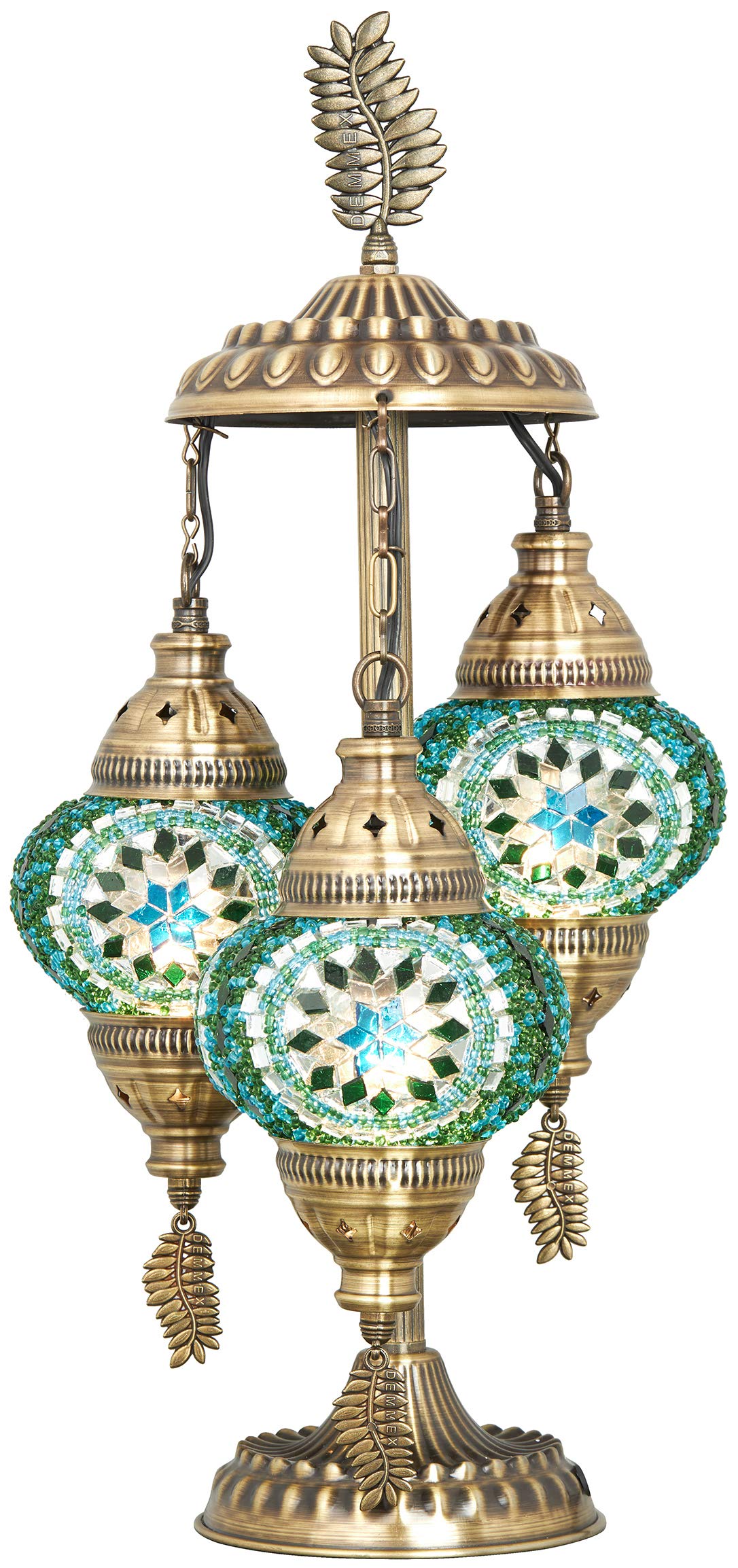 Handmade DEMMEX 3 Globes Turkish Moroccan Mosaic Bohemian Table Lamp - 21