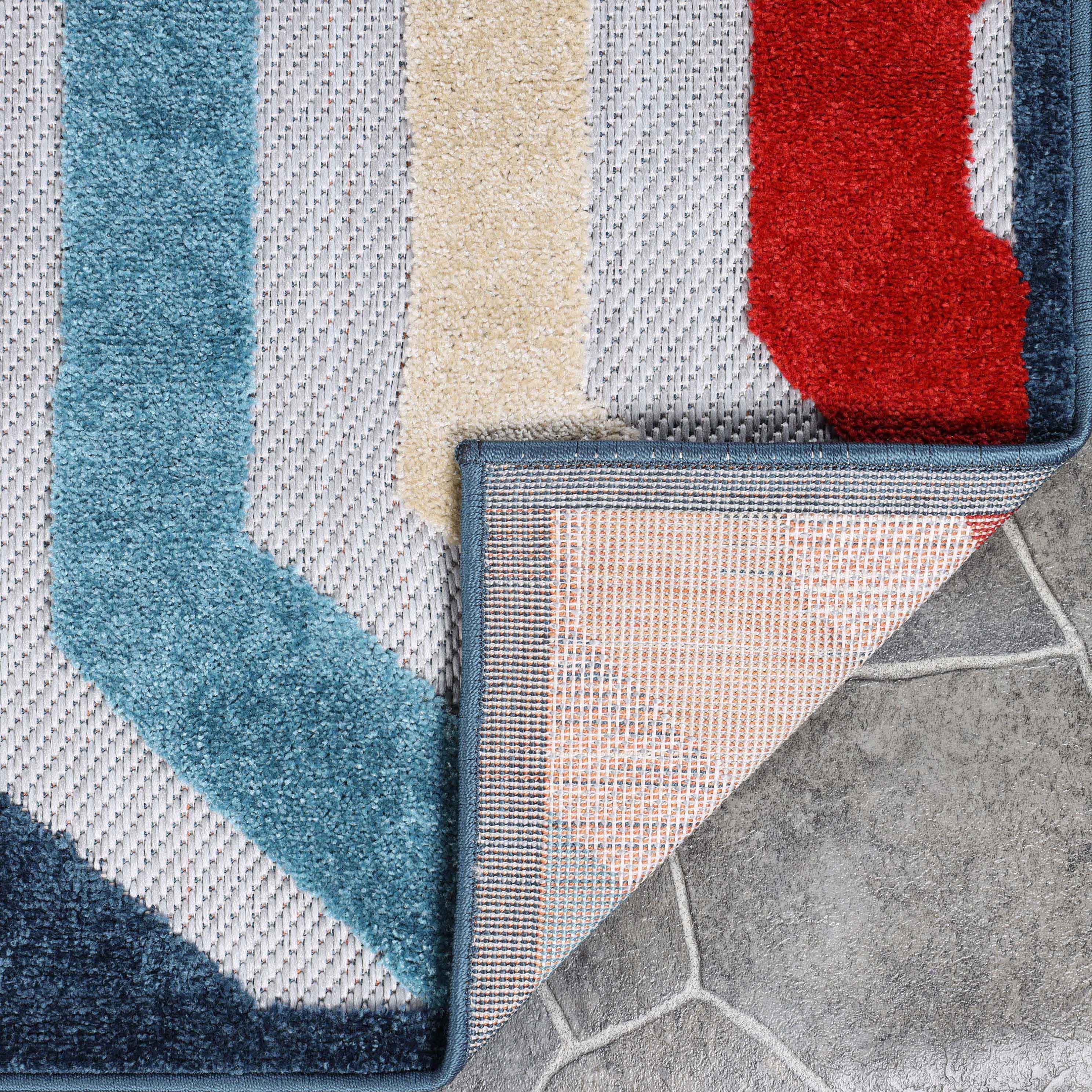 Waimea Modern Geometric Coastal Indoor/Outdoor Area Rug - Soft & Durable for Living Room, Patio, or Beach House Decor