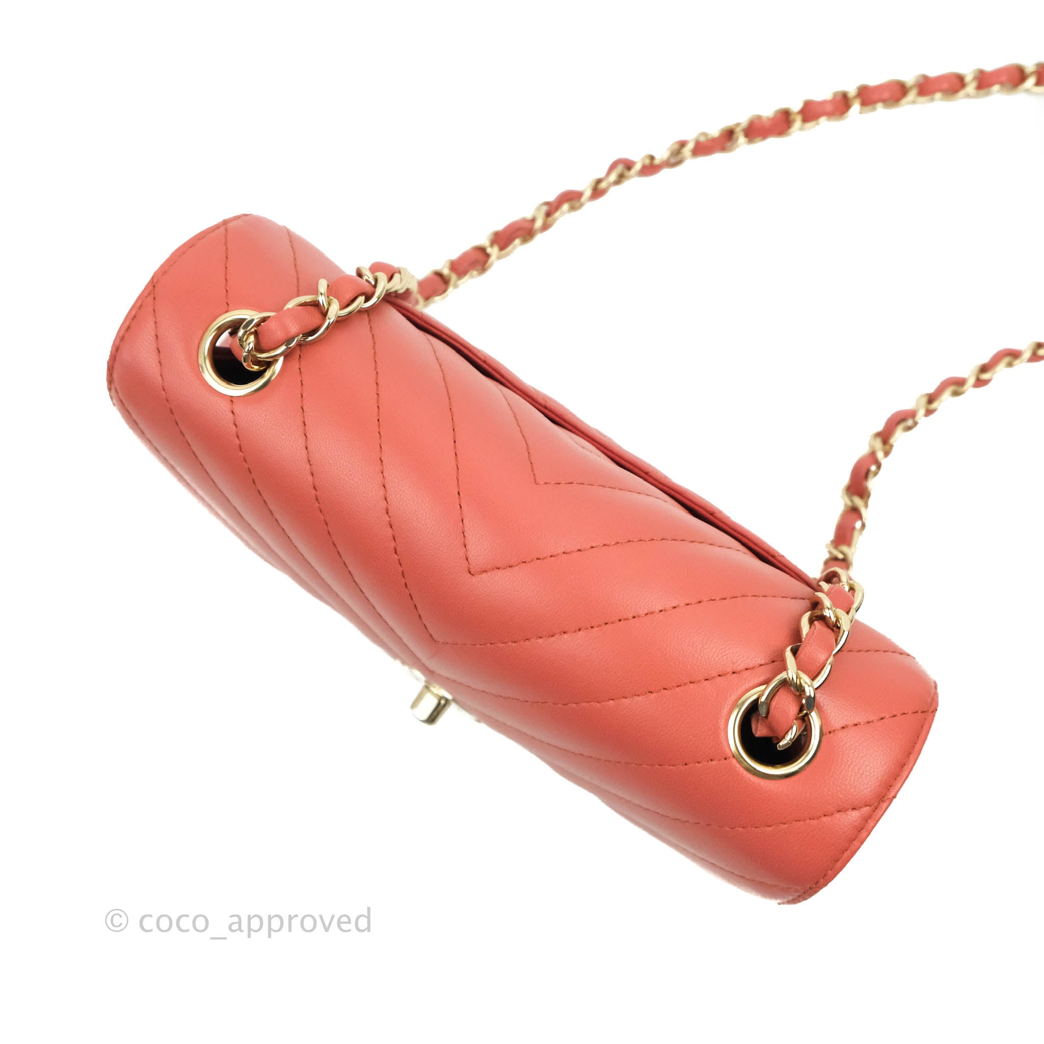 Chanel Chevron Mini Rectangular Flap Bag in Brick Red Lambskin Leather with Aged Gold Hardware - Luxury Crossbody Purse for Women, Perfect for Date Night & Special Occasions