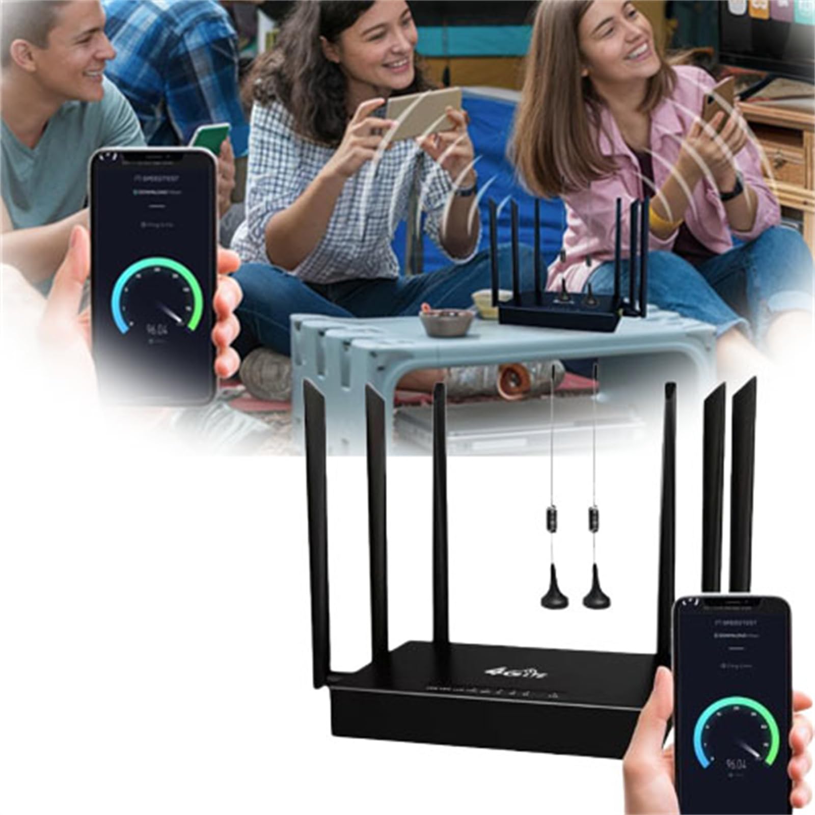 Free WiFi Router with Unlimited Satellite Internet - Plug & Play, 6 Omnidirectional Antennas for Home & Office (1PC) - Perfect for Remote Work, RV Travel & Rural Areas