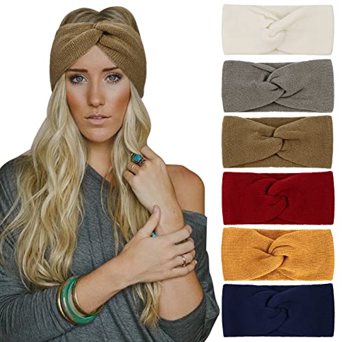Crochet Ear Warmer Headband Set - 6 Pack Soft Knit Winter Headbands for Women & Girls - Perfect for Skiing, Running, Yoga and Cold Weather Protection