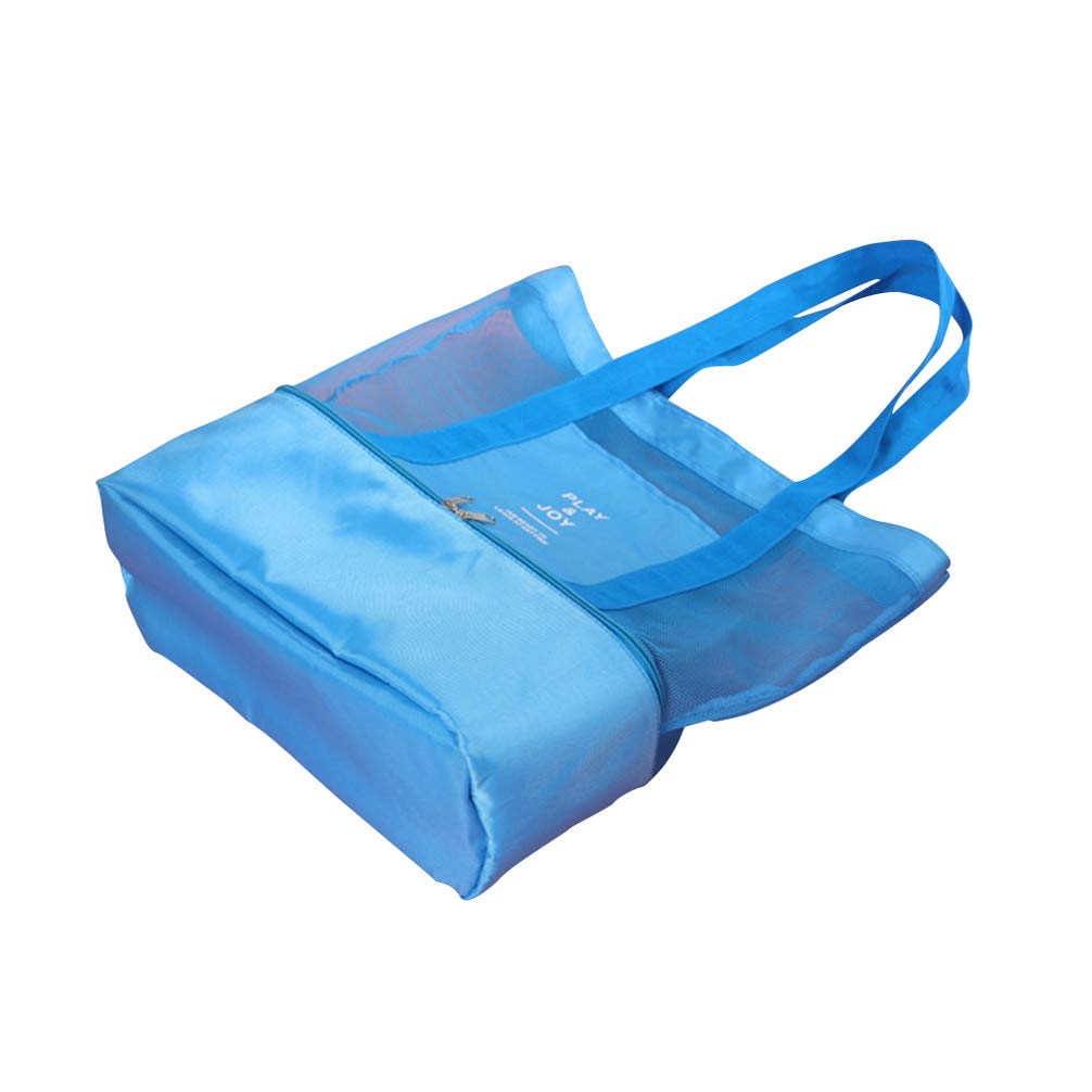 Cabilock Double Layer Mesh Beach Tote Bag - Portable Picnic & Toy Storage Bag for Men & Women (Blue) - Perfect for Beach Trips, Poolside Relaxation & Outdoor Adventures