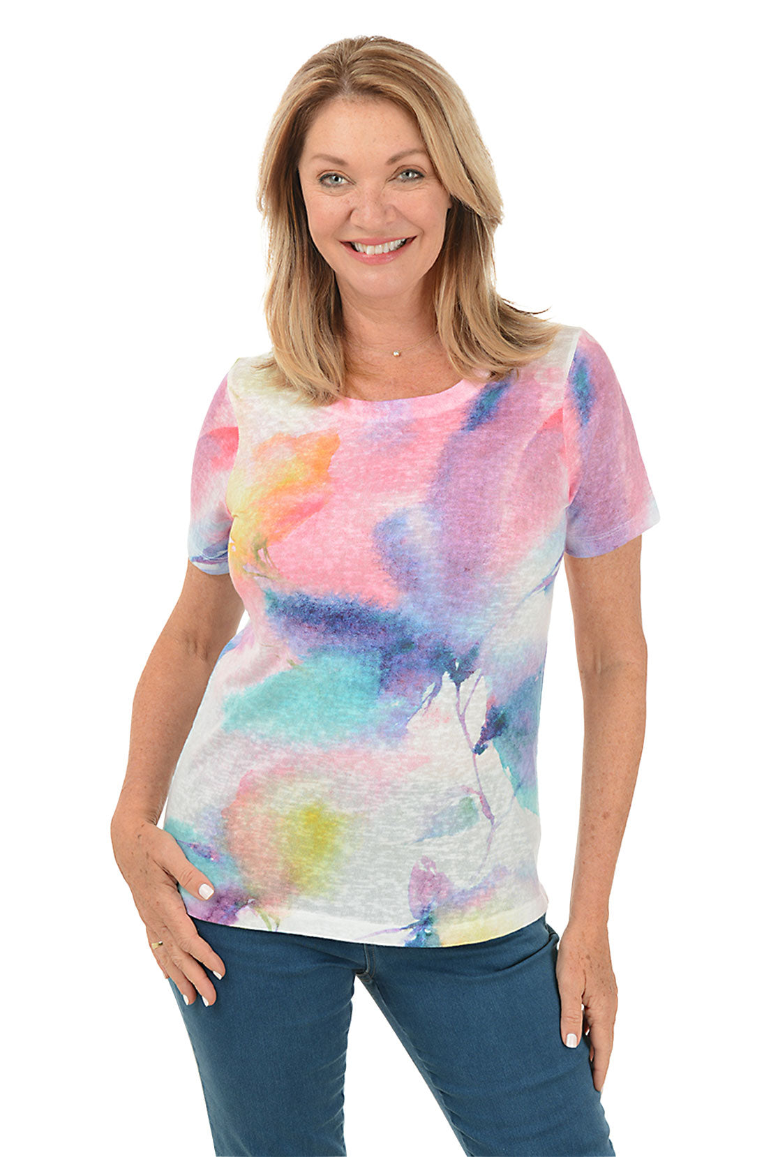 Floral Breeze Short Sleeve T-Shirt for Women - Soft Cotton Casual Top with Floral Print | Perfect for Summer Outfits, Beach Vacations & Everyday Wear