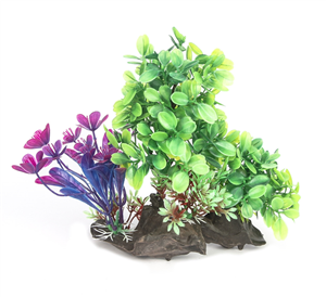 AquaWorld Artificial Plant Majestic Cluster - 19cm Tall Fake Green Plant for Home Decor, Office, Aquarium, and Terrarium