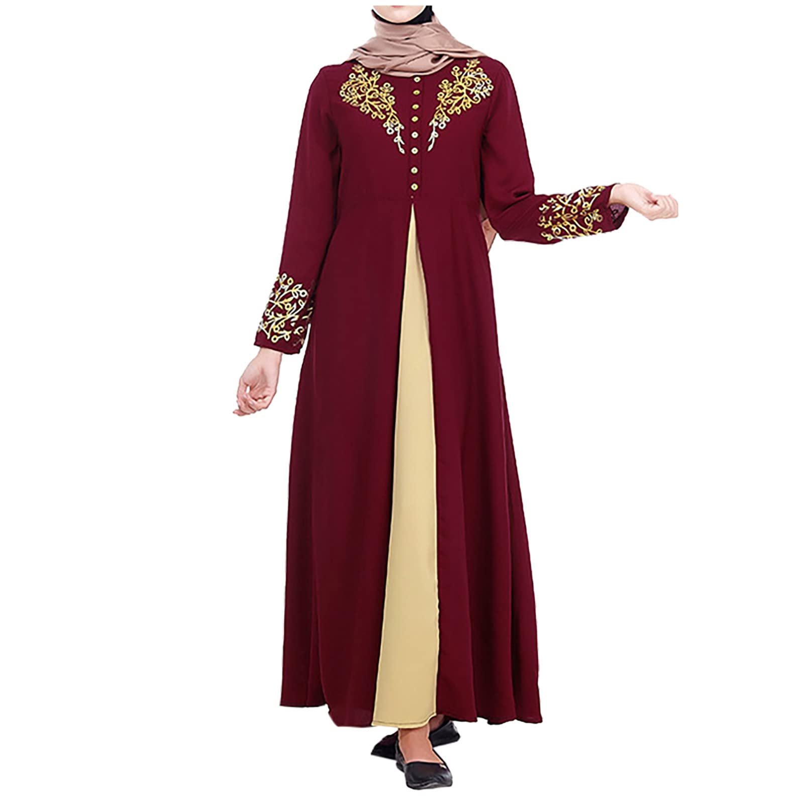 Modest Muslim Dress for Women - Long Sleeve Floral Maxi Robe for Summer & Fall | Casual Islamic Clothing for Prayer, Eid, Mosque & Everyday Wear