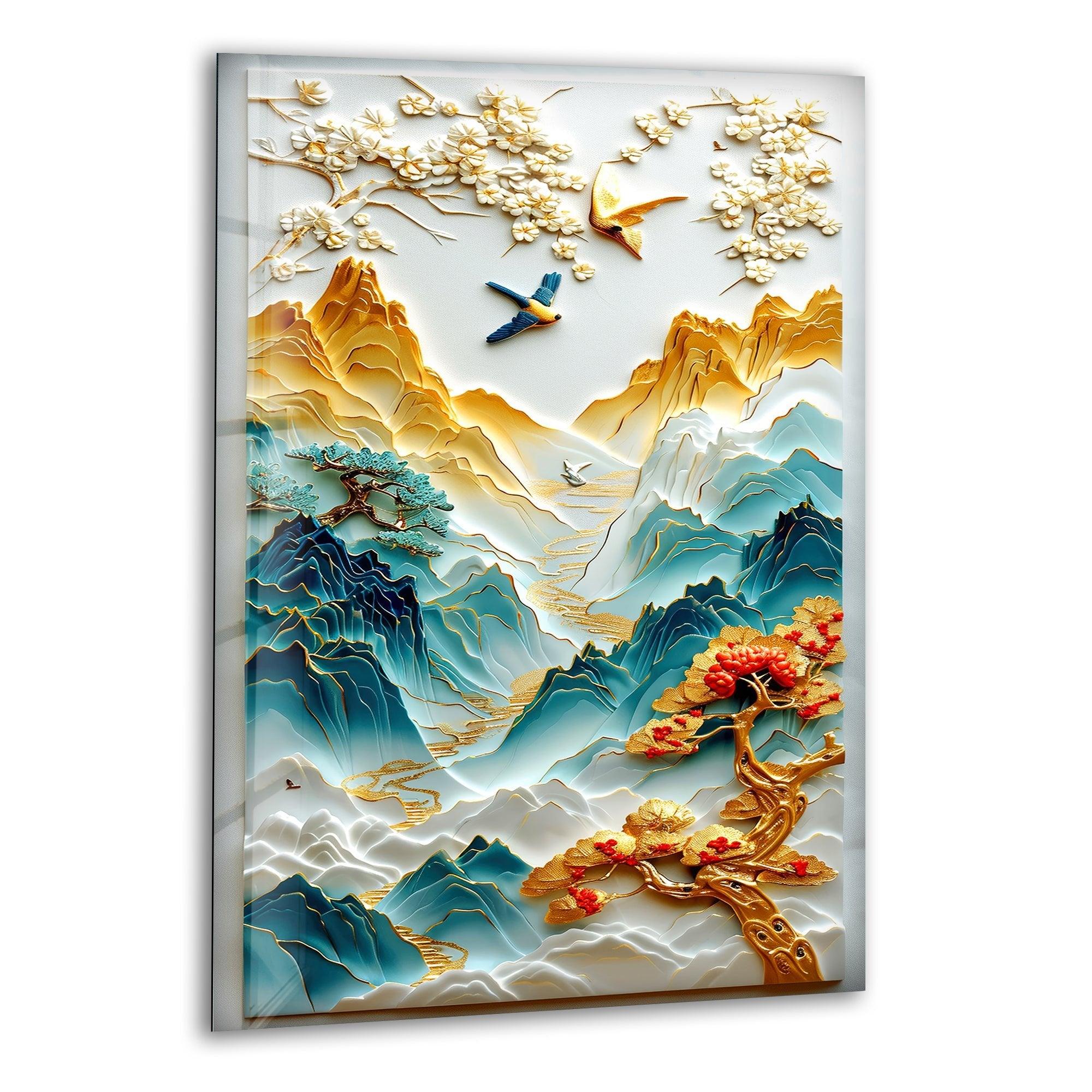 Abstract Painting Glass Wall Art - Modern Home Decor for Living Room, Bedroom & Office - Handmade Glass Wall Hangings for Stylish Interior Design