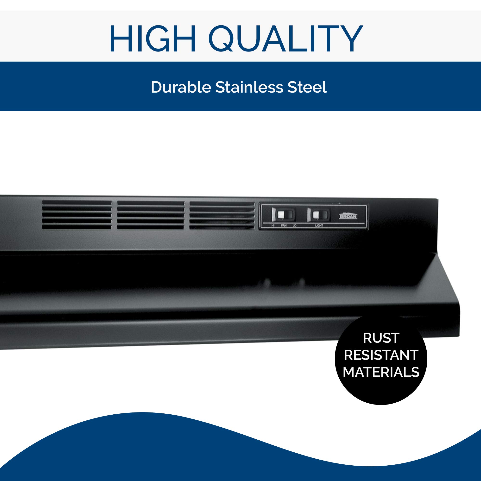 Broan-NuTone 30-Inch Black Under Cabinet Range Hood - Non-Ducted Ductless Kitchen Exhaust Fan with LED Lights | Perfect for Small Kitchens, Apartments & Remodeling Projects