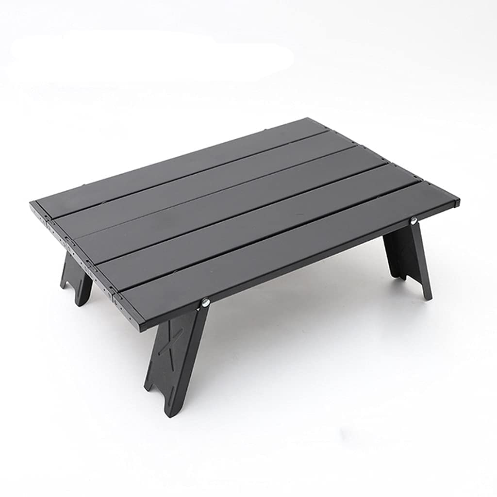 L-ROM Mini Folding Table - Portable Aluminum Camping Table for Tent, Coffee, Home, Bed & Computer Use | Lightweight Outdoor & Indoor Multi-Purpose Table for Picnics, Travel & Small Spaces