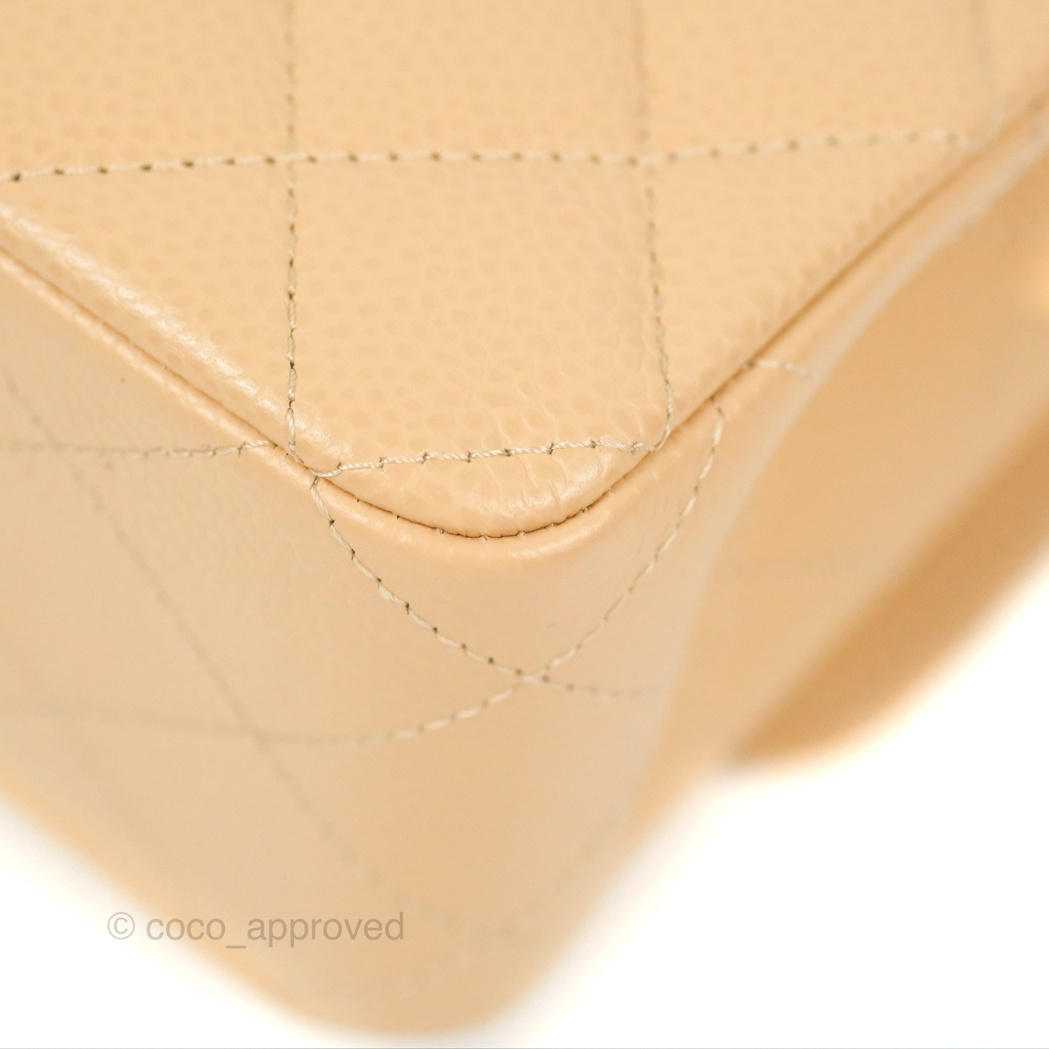 Chanel Classic M/L Medium Double Flap Bag Quilted Beige Caviar Leather with Gold Hardware - Luxury Handbag for Women, Perfect for Work, Parties & Everyday Use