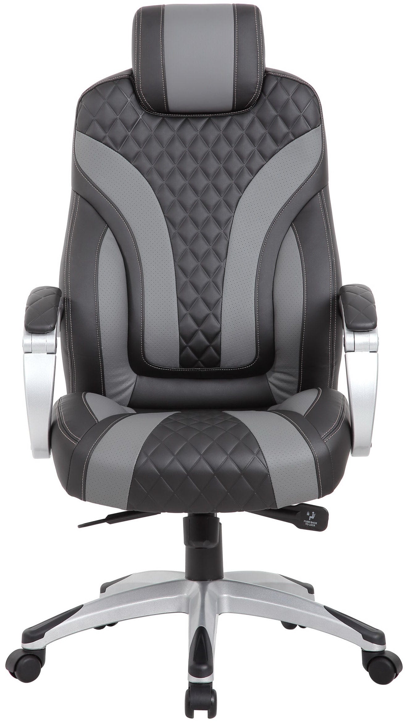 Premium Boss Executive Hinged Arm Chair - Black Leather Office Chair [B8871 BK] for Home Office, Conference Room & Executive Suites