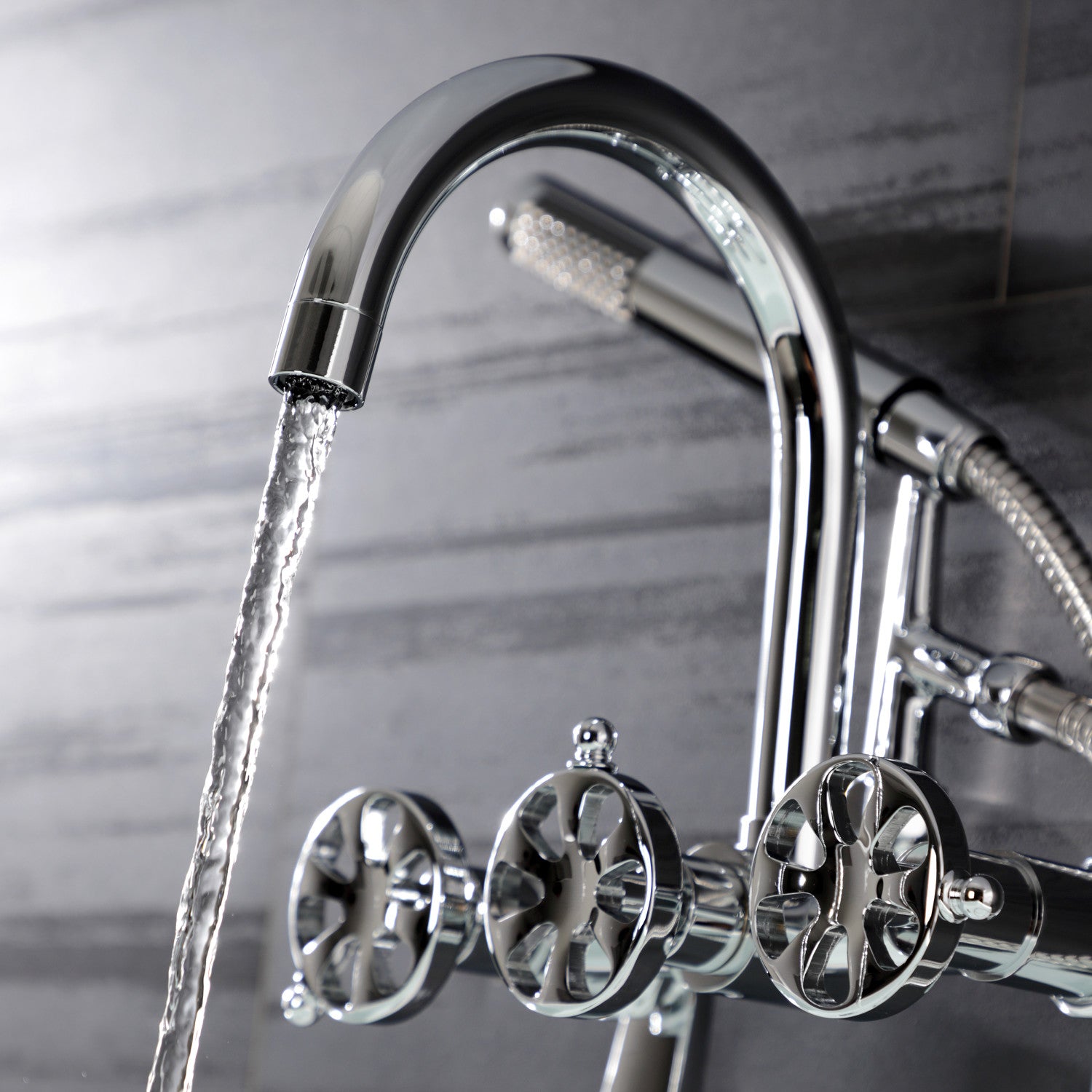 Belknap AE8151RX 3-Handle 2-Hole Wall Mount Clawfoot Bathtub Faucet with Hand Shower, Polished Chrome - Vintage Style Tub Fixture for Bathroom Remodel & Luxury Spa Experience