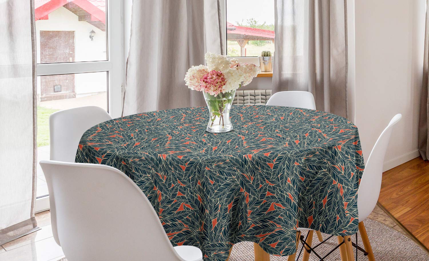 Ambesonne Feather Round Tablecloth 60